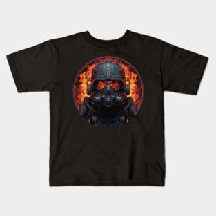 Futuristic Firefighter Pyromancer Arsonist Industrial Cypherpunk Kids T-Shirt